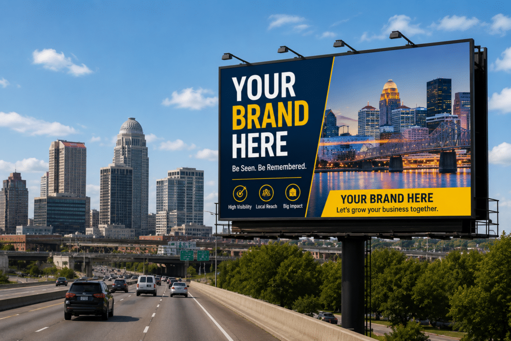 City skyline with bold billboard